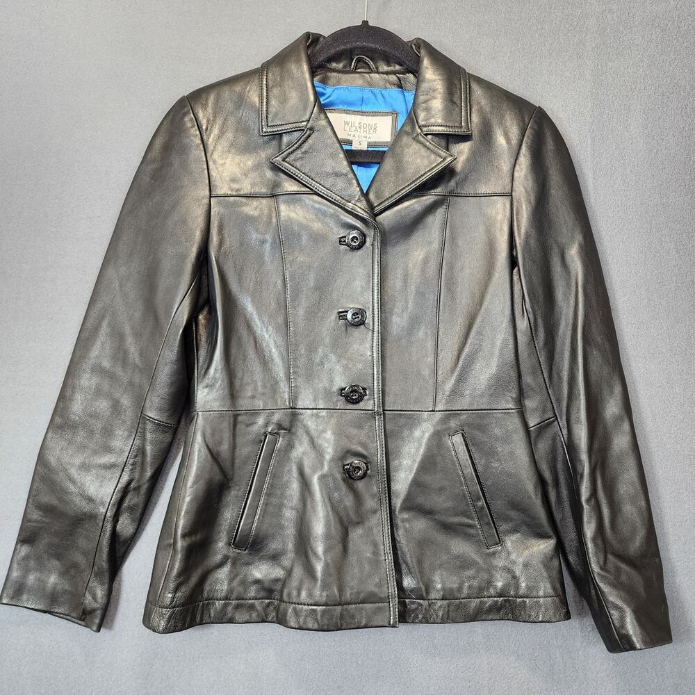 Wilsons Leather Jacket Maxima Womens Small Black Biker Moto Mob Wife City FLAWS